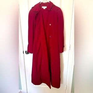 Preston & York Long Red Double Breasted Trench Coat. Women’s size 8